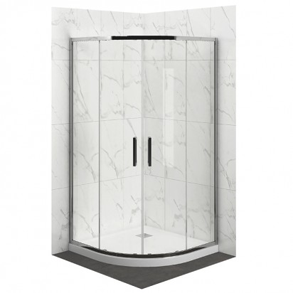 Evolve Shower Cubicle Round 1010 Chrome Centre Waste Flat Wall 11928.02