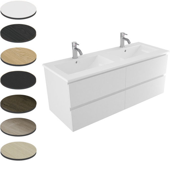 EVOLVE WALL VANITY 1200 2 X BOWL 4 X DRAWER