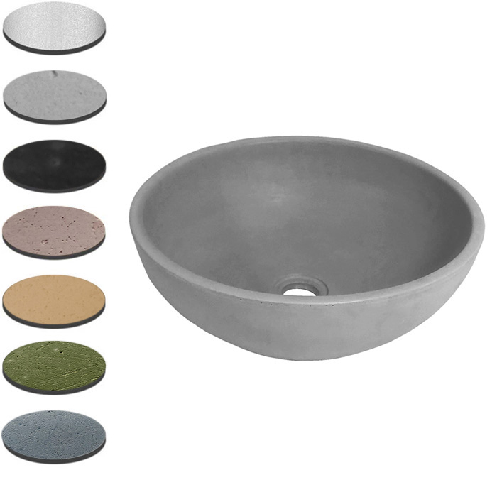 BARE CONCRETE ROUND VESSEL BASIN 400 X 400 X 130 NTH