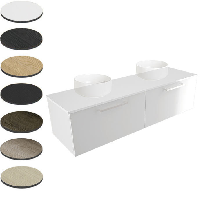 STUDIO PLUS 1500 DOUBLE BOWL WALL VANITY