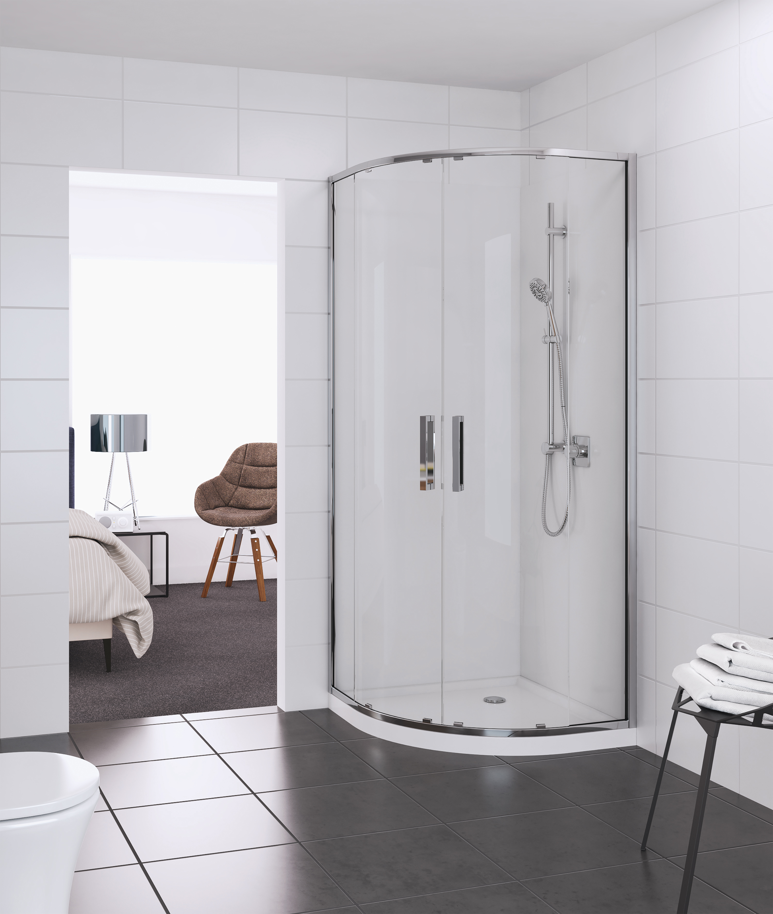 Elementi Shower Round 928mm Centre, Round Bathroom Showers