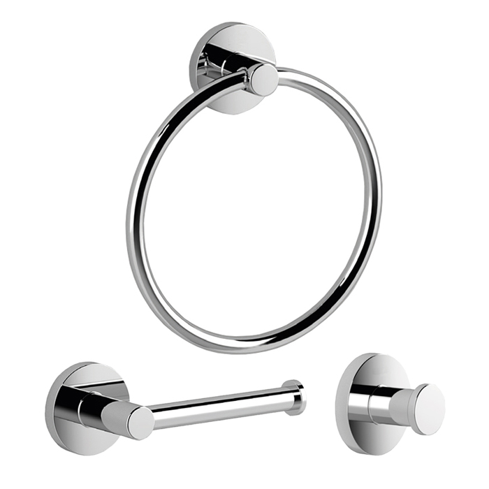 ASTRAL ROBE HOOK, TOILET ROLL HOLDER & TOWEL RING CHROME