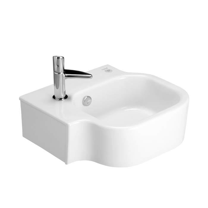 SPACE CORNER WALL BASIN 450X405X180MM 1TH OF GLOSS WHITE