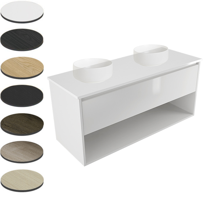 CERTO WALL VANITY 1200 DOUBLE BOWL 1XDRAWER
