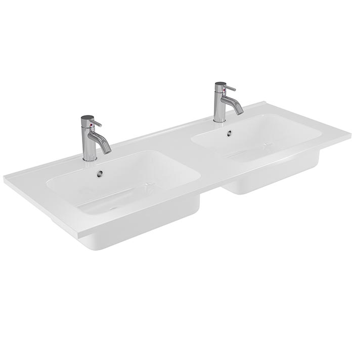 ELEMENTI POLYMARBLE BASIN 1200 DOUBLE 2TH WH