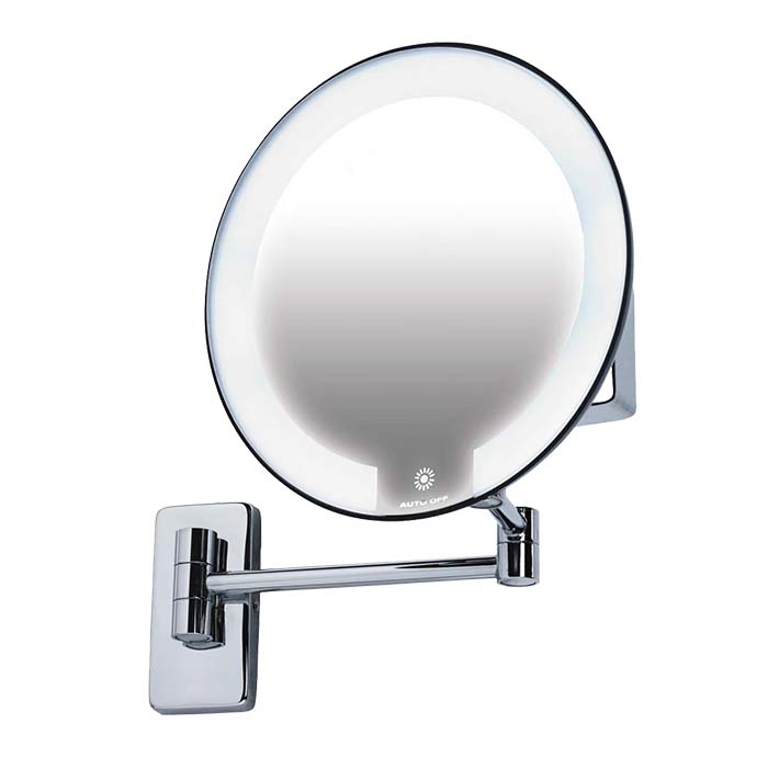 MAGNIFYING MIRROR (X5) 2 ARMS LED BATTERY CHROME