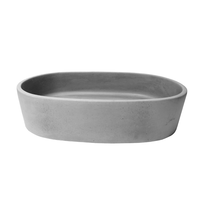 BARE CONCRETE OVAL VESSEL BASIN 540X360X125MM NTH