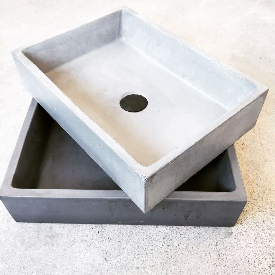 BARE CONCRETE VESSEL BASIN SQUARE 470 X 340 X 110