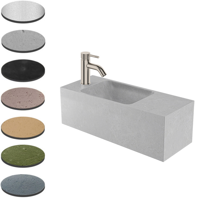BARE WALL BASIN SQUARE LEFT 600X240X220MM 1TH NOF