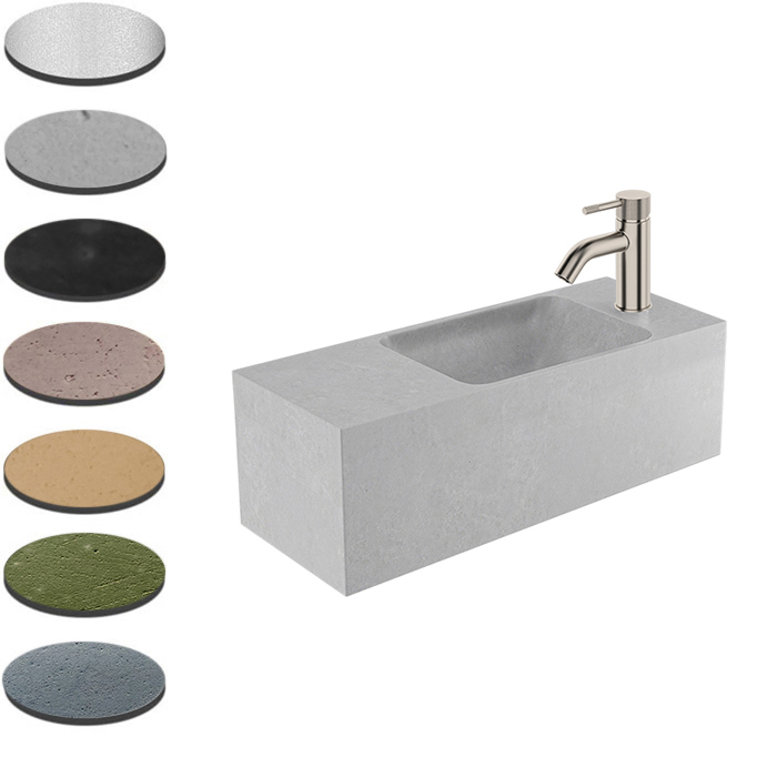BARE WALL BASIN SQUARE RIGHT 600X240X220MM 1TH NOF