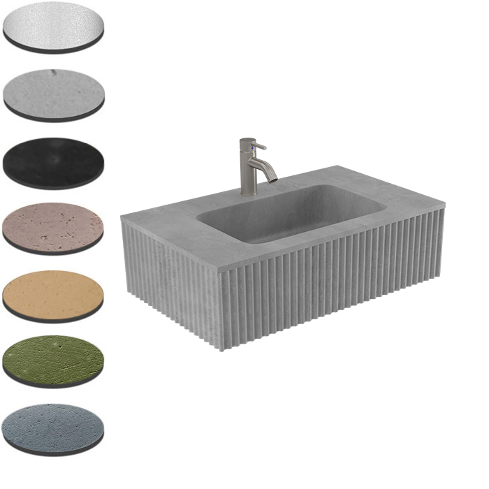 BARE FLUTED WALL BASIN 755X460X220MM NOF