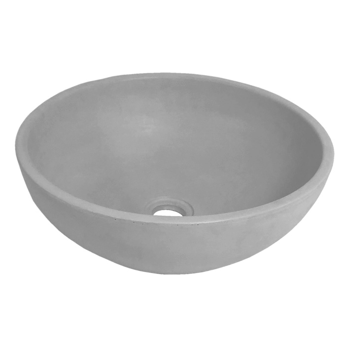 BARE CONCRETE ROUND VESSEL BASIN 400X400X130MM NTH
