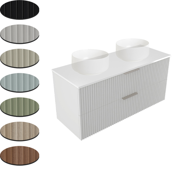 PETTINE 1200 DOUBLE BOWL X2 DRAWER WALL VANITY