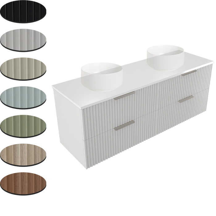 PETTINE 1500 DOUBLE BOWL X4 DRAWER WALL VANITY