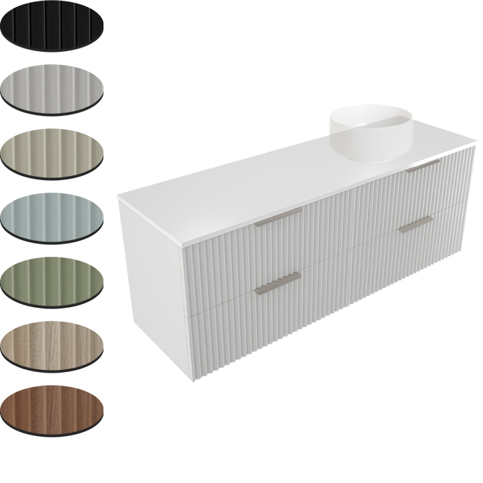 PETTINE 1500 SINGLE RIGHT BOWL X4 DRAWER WALL VANITY