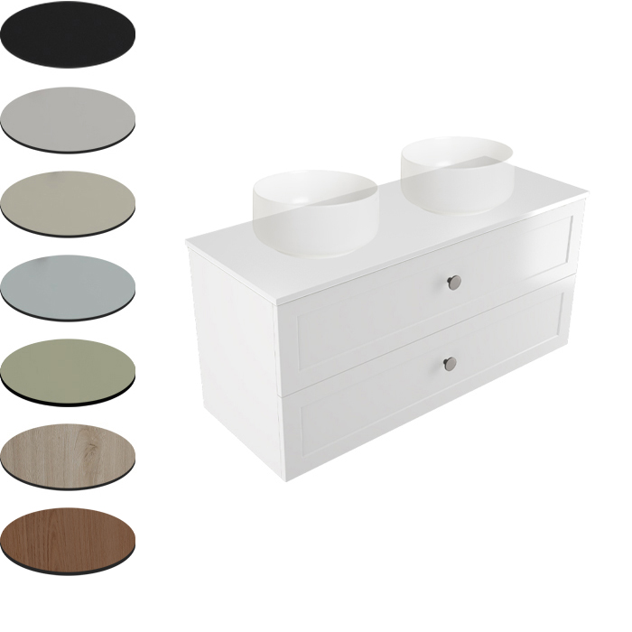 TELAIO 1200 DOUBLE BOWL 2 X DRAWER WALL VANITY