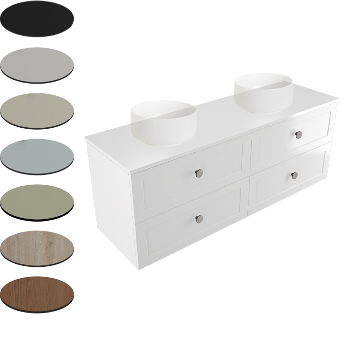 TELAIO 1500 DOUBLE BOWL 4 X DRAWER WALL VANITY