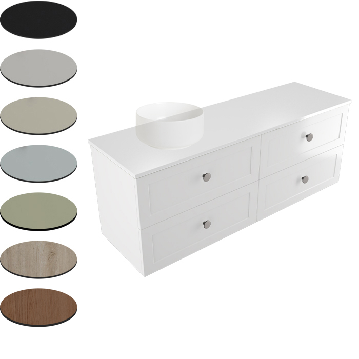 TELAIO 1500 SINGLE LEFT BOWL 4 X DRAWER WALL VANITY