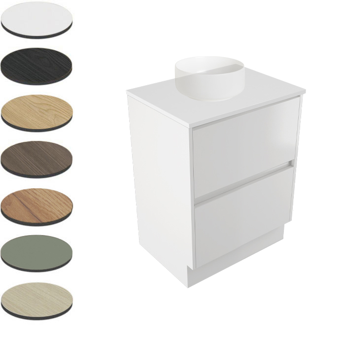 NOVARA FLOOR VANITY 600 2X DRAWER ELESTONE