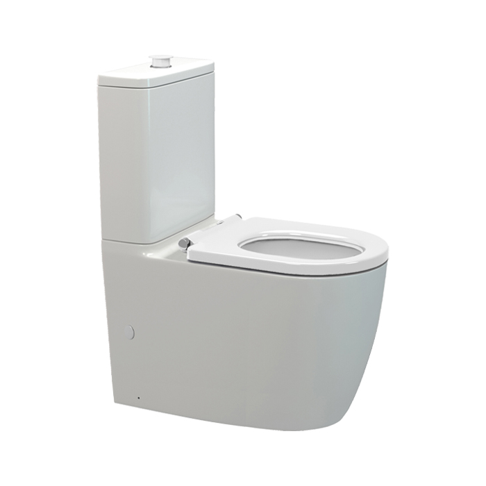 UNO ACCESSIBLE/OVERHEIGHT CC BTW TOILET SUITE  - WHITE RAISED PUSH BUTTON/WHITE SINGLE FLAP SEAT