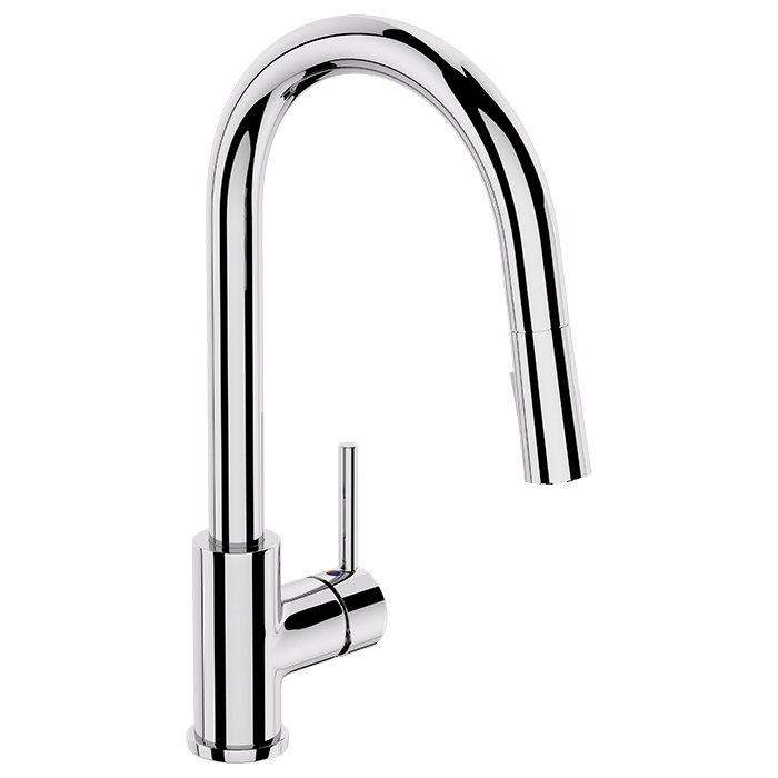 UNO GOOSE NECK KITCHEN MIXER WITH PULL OUT SPRAY