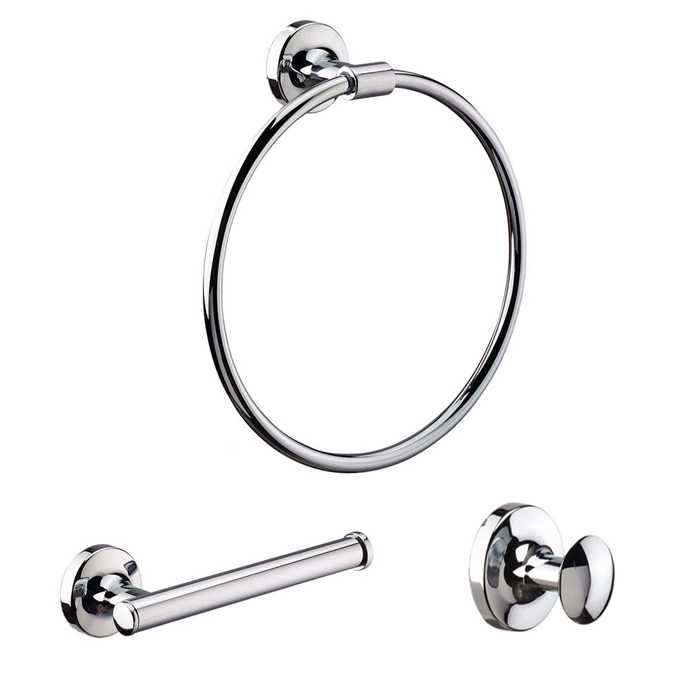 EUROPA PLUS ROBE HOOK, TOILET ROLL HOLDER & TOWEL RING CHROME