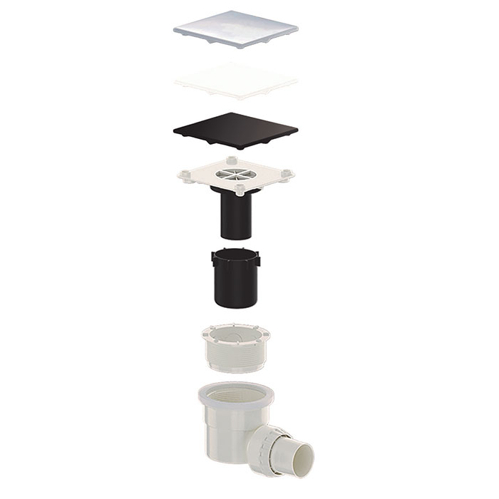 ELEMENTI EASY CLEAN SQUARE SHOWER WASTE CHROME / BLACK / WHITE