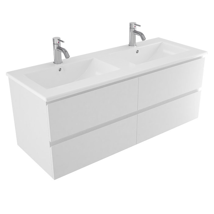 EVOLVE WALL VANITY 1200 2 X BOWL 4 X DRAWER
