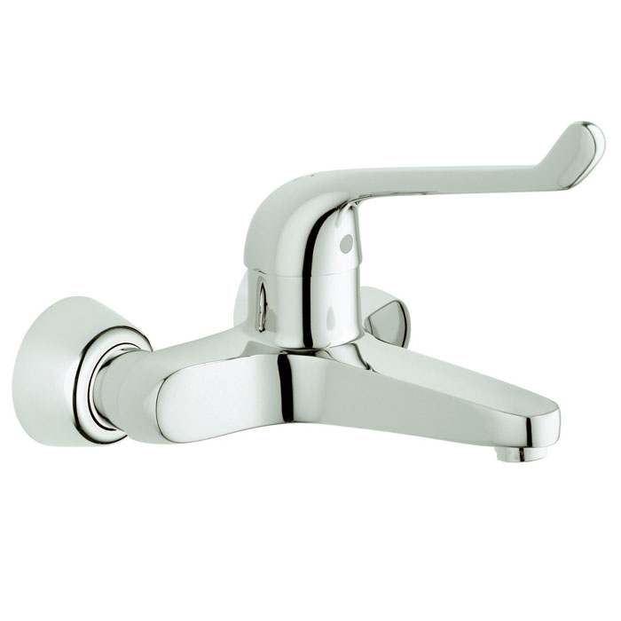EUROECO LEVER WALL MOUNTED BASIN MIXER 204MM CHROME