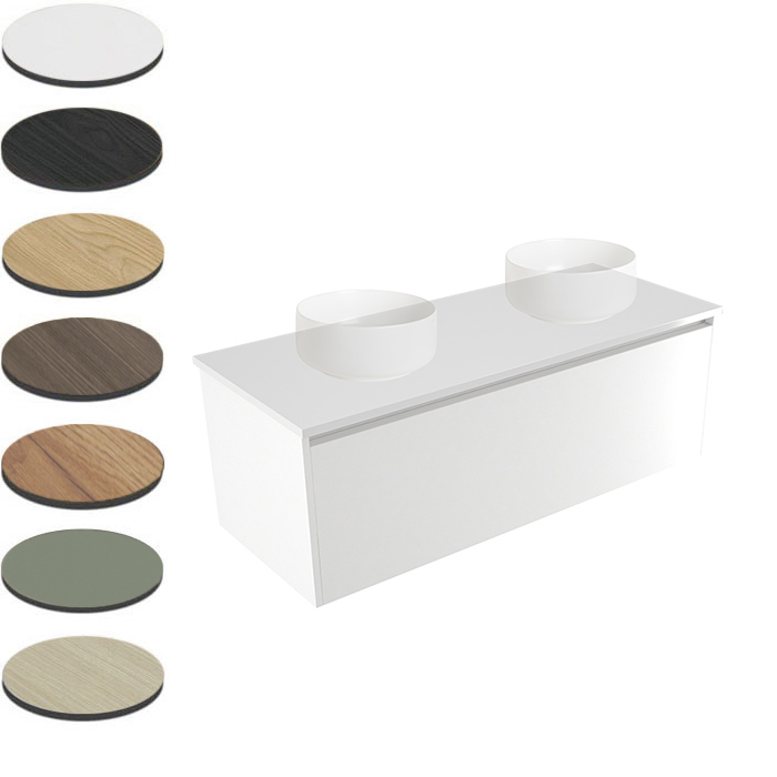 NOVARA WALL VANITY 1200 DOUBLE BOWL 1 X DRAWER