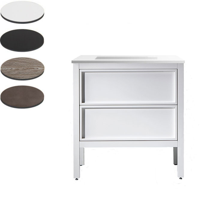 ARRIVO 800 FLOOR VANITY 2 X DRAWER ELESTONE W/ UNDERMOUNT BASIN