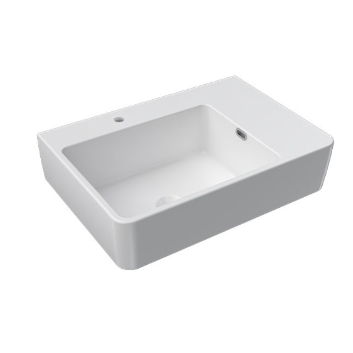 QUASAR WALL BASIN 650X450X190MM LEFT BOWL 1TH OF WHITE