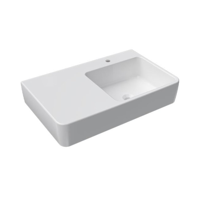 QUASAR WALL BASIN 750X450X190MM RIGHT BOWL 1TH OF WHITE