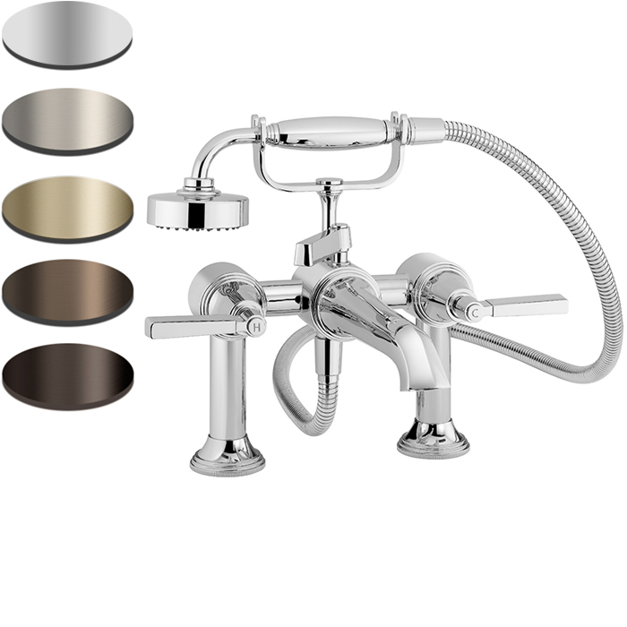 STYLE MODERNE DECK MOUNT BATH SHOWER MIXER C/W HAND SHOWER