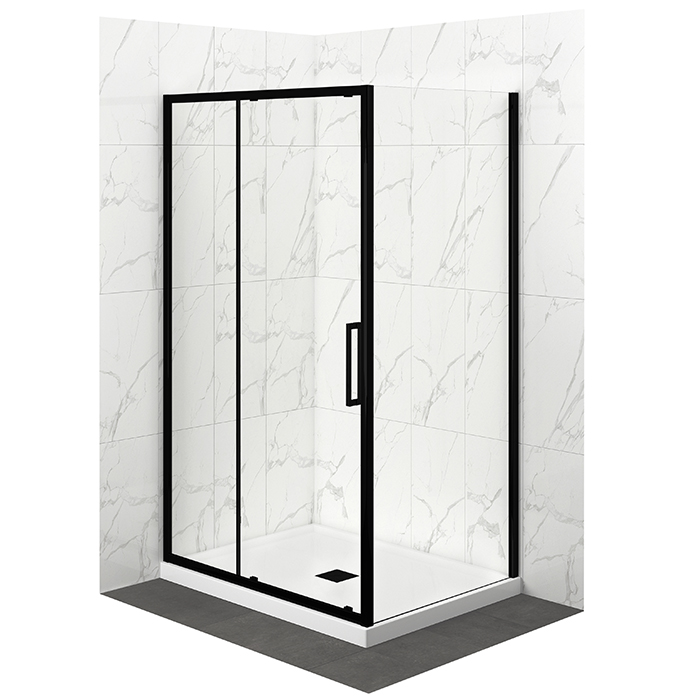 ELEMENTI TILED SHOWER SQUARE 1200 X 900 BLACK